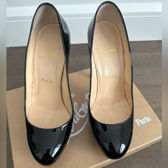 Christian Louboutin Size 38.5 black patent high heeled Bianca shoe - Picture 7 of 8